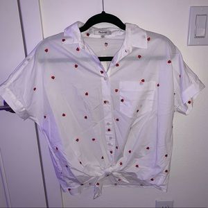 Madewell vintage style tie button up/strawberry